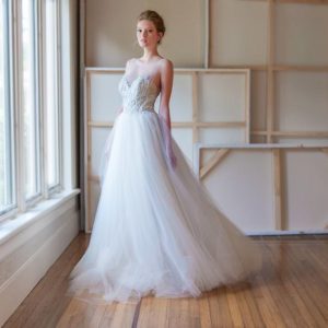 Liancarlo 6828 Wedding Dress Sample Sale  - Ballgown style dress with hand-beaded embroidered bodice, illusion neckline & tulle on back Cover Image