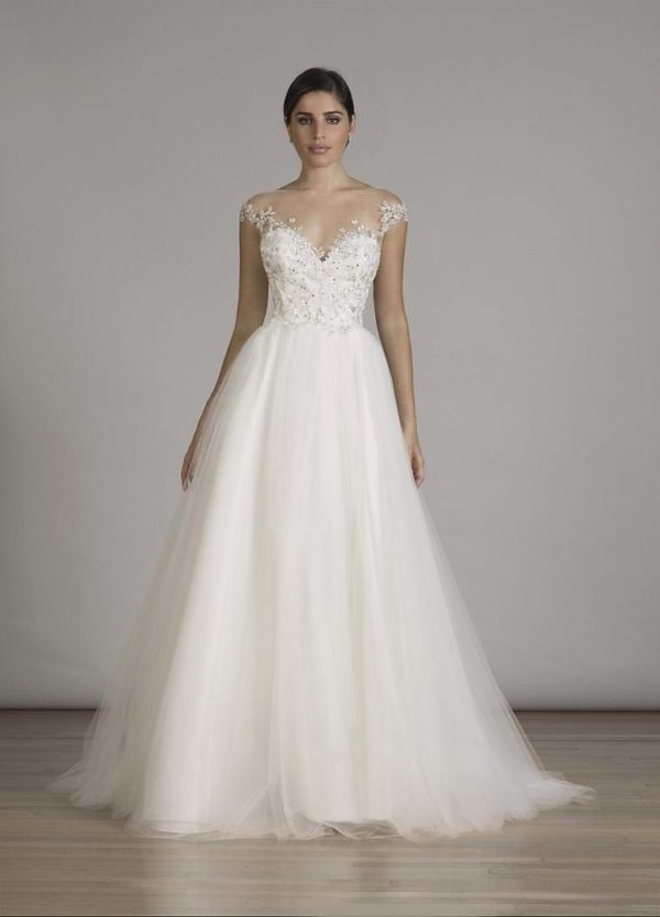 cap sleeve embroidered dress Ever-Pretty Embroidered Tulle Midi With Sleev With Illusion Neckline