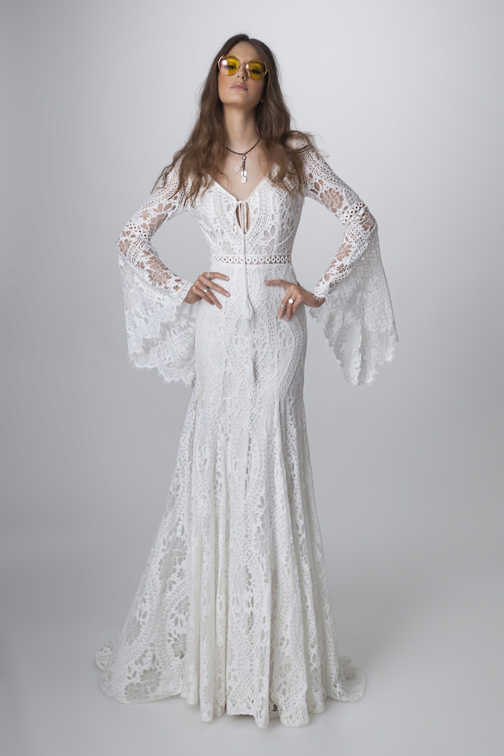 Madison. Long Length Lace Flare Sleeve Dress – The Young Hippie