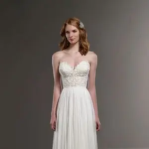 Martina Liana Shae wedding skirt Sample Sale - Silk chiffon A -Line, featuring a subtle split skirt and train. Book appointments now