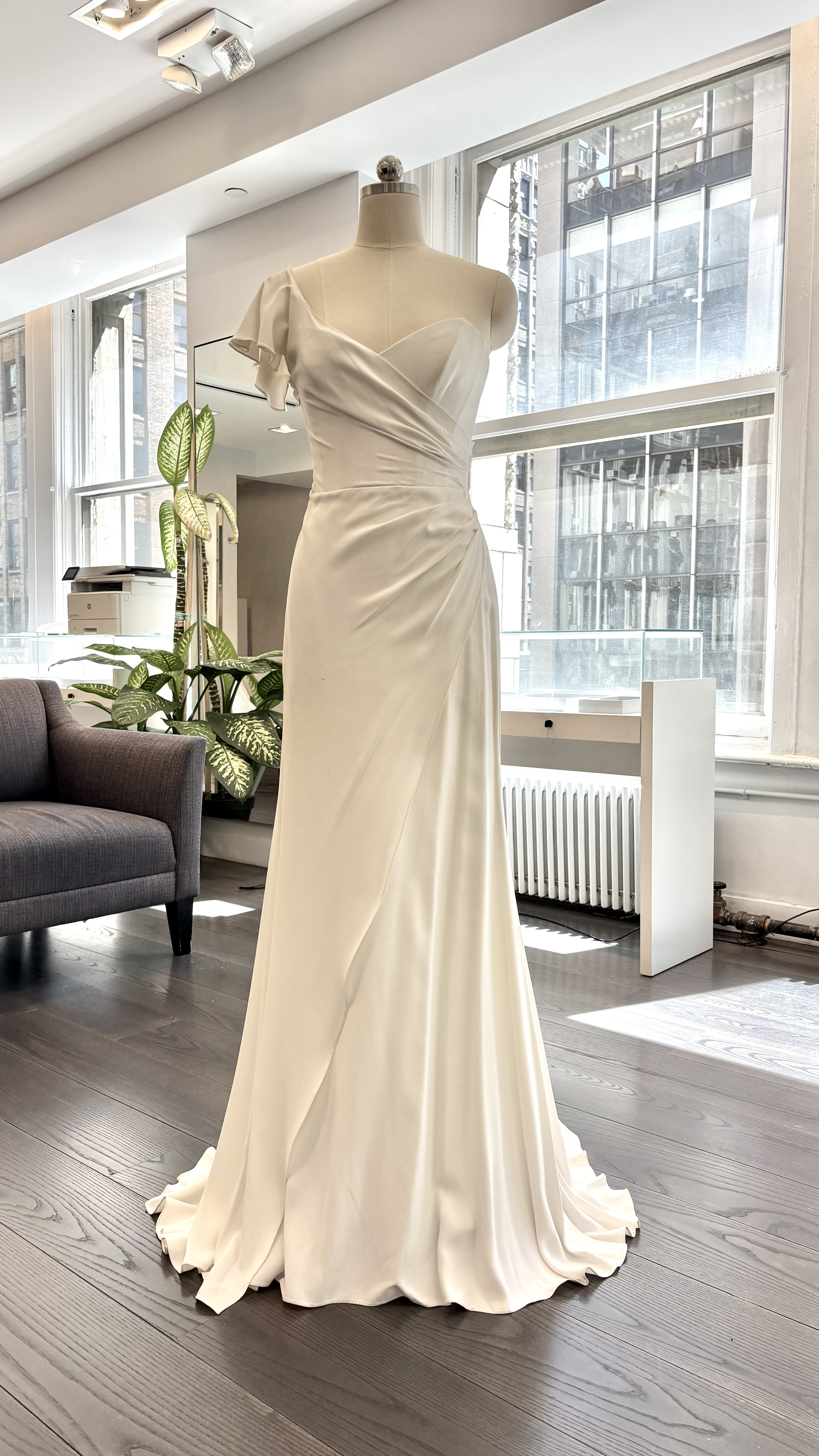 wedding dress sample sale 967 Layered chiffon skirt features flowing cathedral train Rosalie Gown - SAMPLE SALE
