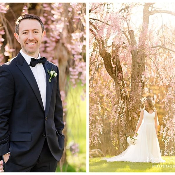Alyssa & Matt Wedding Atelier Real Bride - Suzanne Neville Amerie Wedding Dress – Classic A-Line Bridal Gown with Natural Waist, V-Neck, Off the Shoulder, Corset Detail in Crepe Fabric.