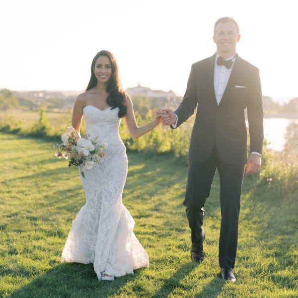 Jasmine & JT Wedding Atelier Real Bride - Suzanne Neville Athena Wedding Dress – Timeless Classic Fit and Flare Bridal Gown with Basque Waist, Strapless Sweetheart Neckline, Corset Detail and, Floral Fabric.