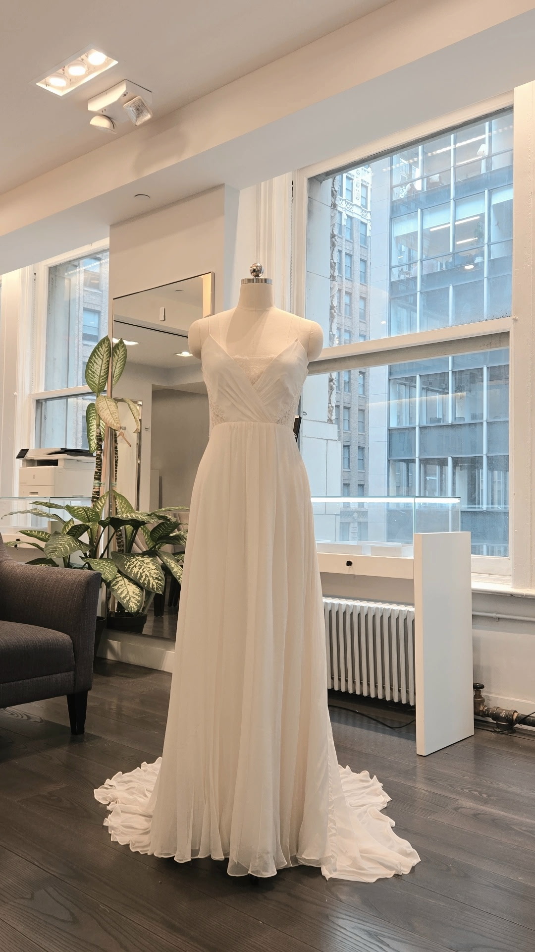 sheer flowy wedding dress Tinsley T368 - Atelier NYC Christos and effortless romantic weddings