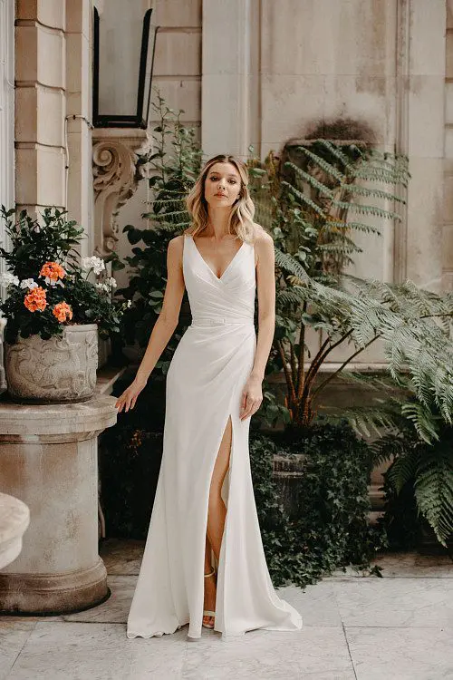 Draped Front Wedding Dress