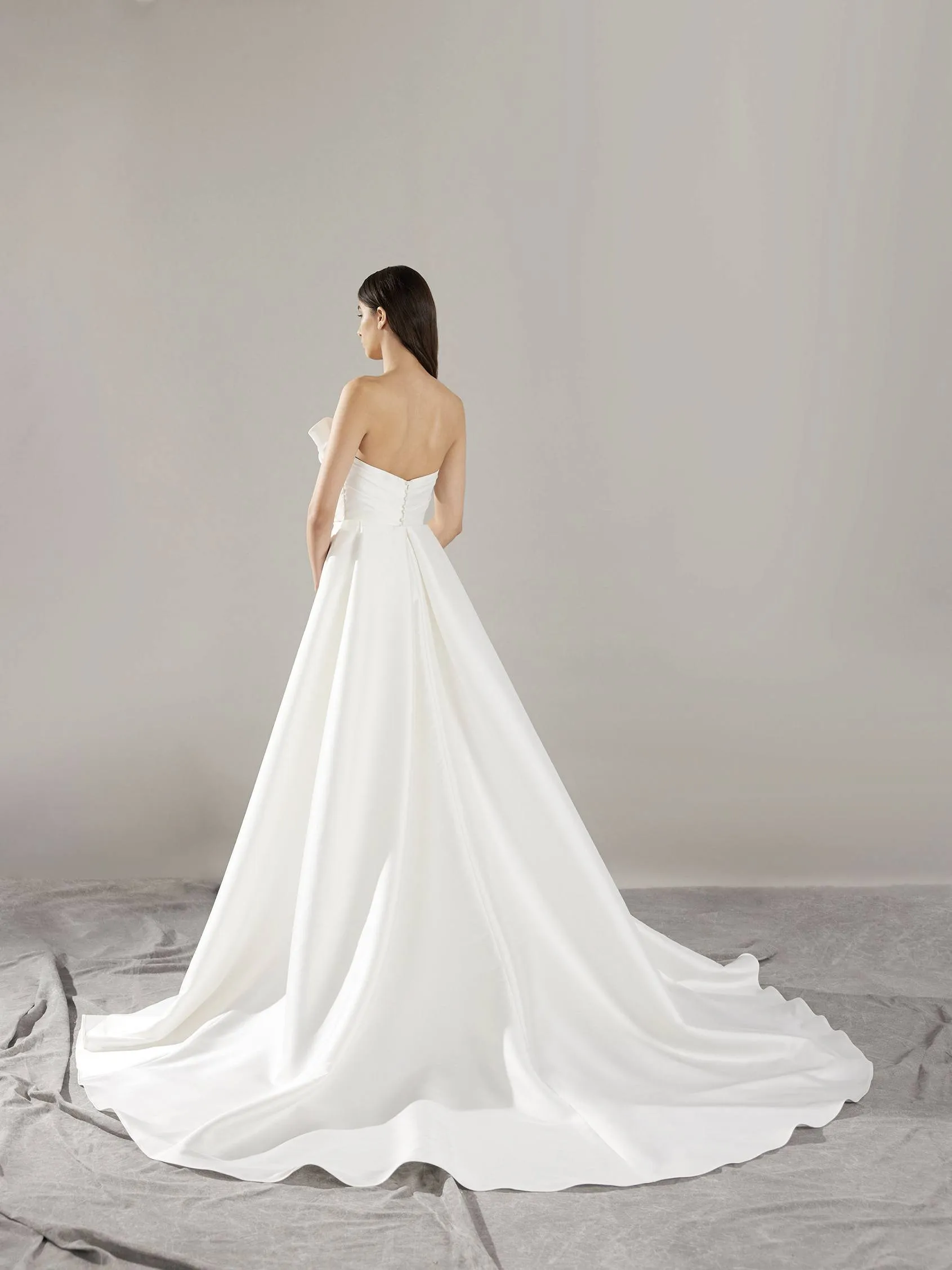 asymmetrical dresses for wedding guest Strapless V-Neck A-Line Midi Dress with Asymmetrical Hem for Wedding Guests main image 1