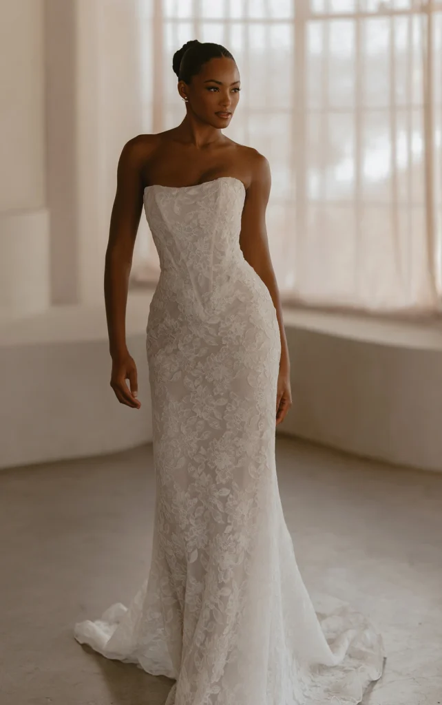 bridal dress shows White A-Line Lace Wedding Dress with Slit - Backless Bridal Gown