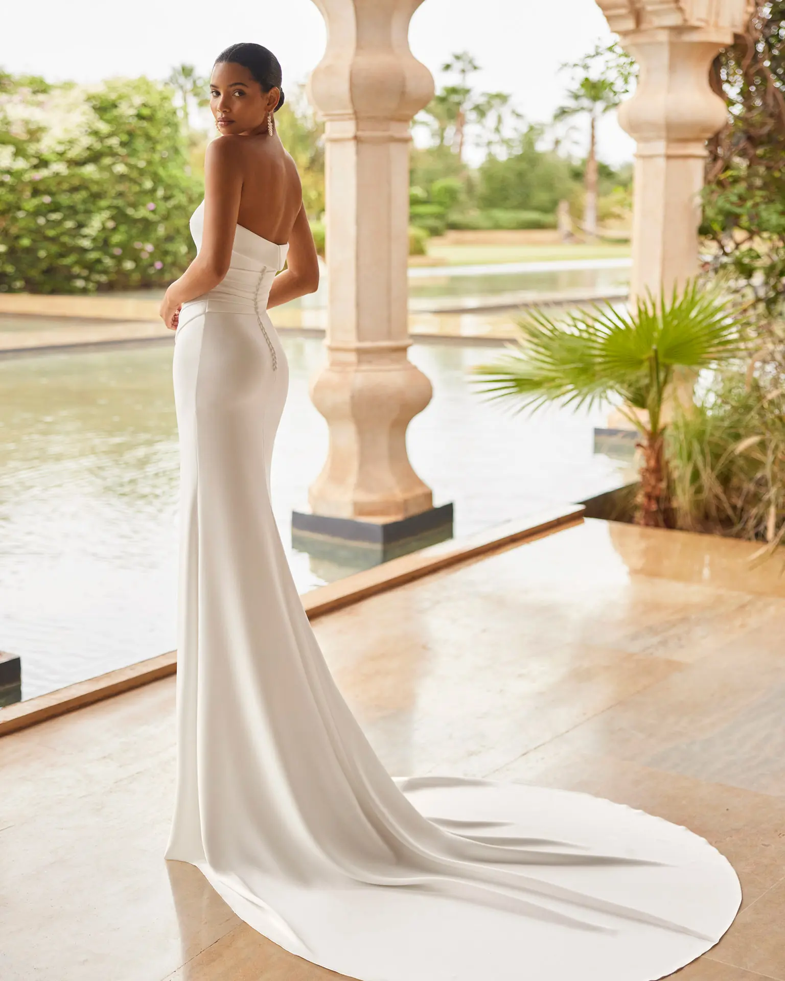 long flowy purple dress Simple Mermaid Strapless Satin Wedding Dresses main image 1