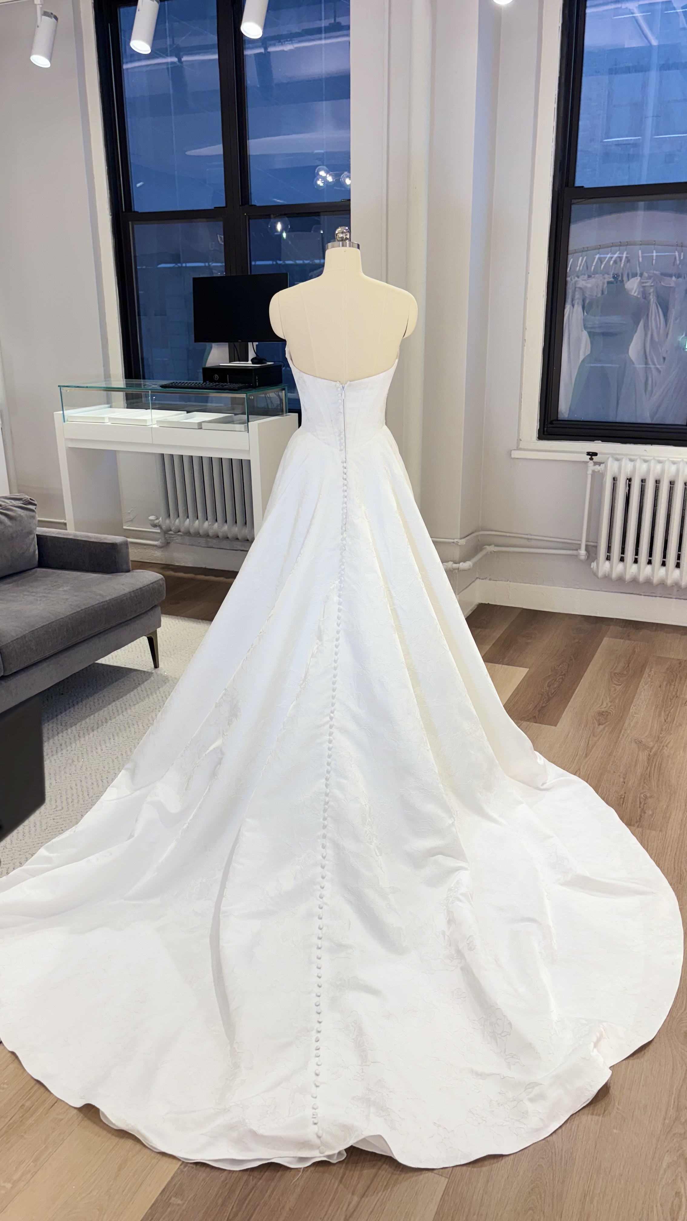 cat eye a line wedding dress Cyra - Wedding Atelier NYC Mikado wedding