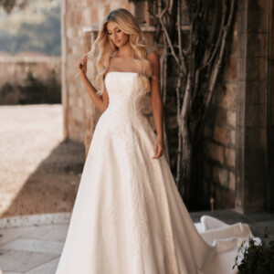 Martina Liana 2062 Wedding Dress - Couture Romantic Sexy A-Line Bridal Gown with Princess Seams, Strapless Straight Neckline, Embroidery Floral Details in Mikado Fabric.