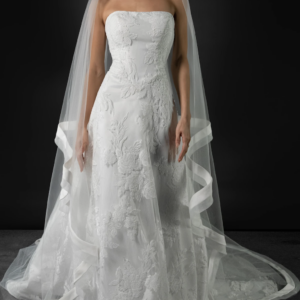 Martina Liana 2013 Wedding Dress - Romantic Modern A-Line Bridal Gown with Princess Seams, Straight Strapless Neckline, Floral Texture Details and Crepe Fabric.