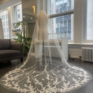 Wedding Atelier Private Collection Jodi 108-AM54717 Veil - Scatter Beaded Applique. 3D Petals